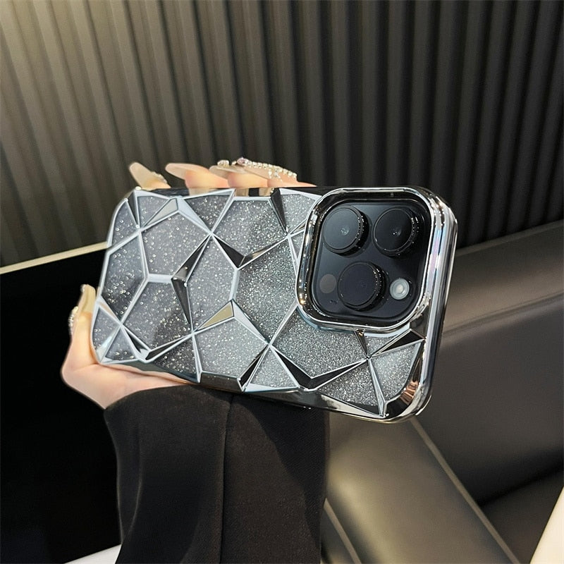 iPhone 13 Series Electroplated Geometric Gradient Bling Case