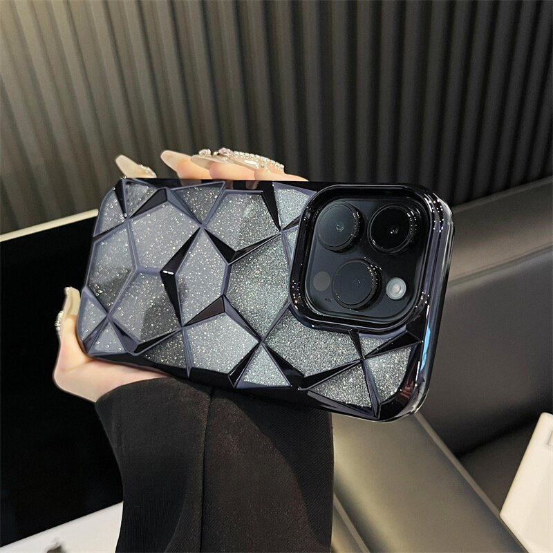 iPhone 13 Series Electroplated Geometric Gradient Bling Case